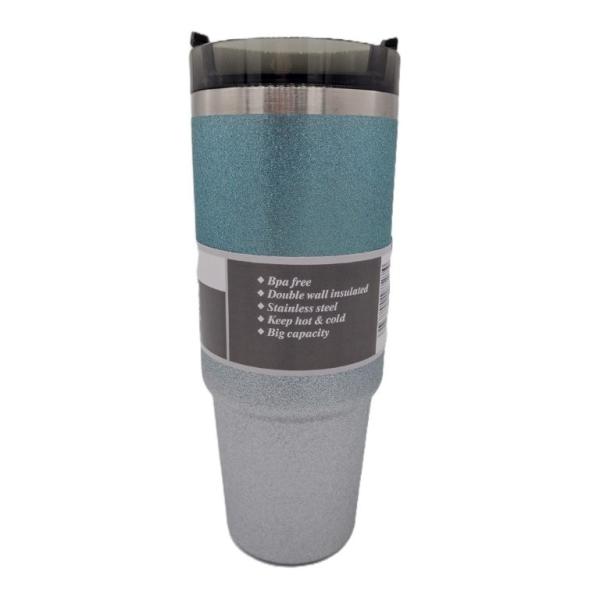 Trinkbecher Glitzer blau groß